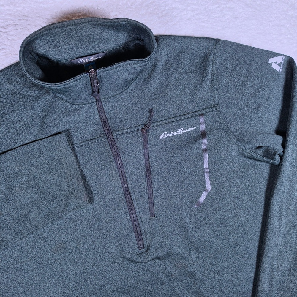 NEW Eddie Bauer First Ascent Mens TXL Dark Green 1/4 Zip Fleece Pullover 0113